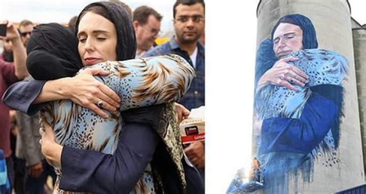 Arists Paints 75-Foot Mural Of New Zealand PM Hugging Muslim Woman