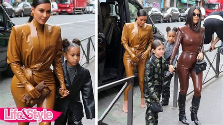 Kim and Kourtney Kardashian Attend Sunday Service With North West and Penelope Disick in Paris